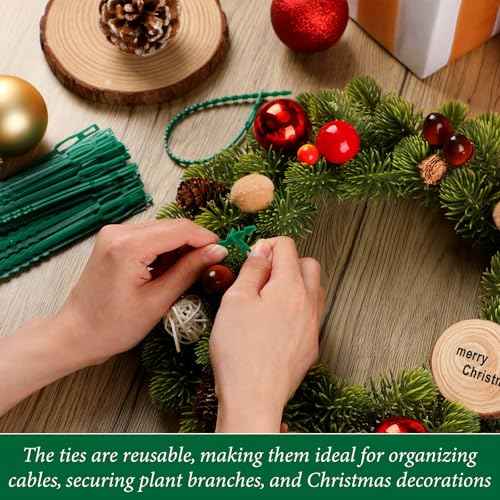 Amylove 40 Pcs 9 Inch Christmas Garland Ties Christmas Decorative Banister Ties Adjustable Reusable Wreath Garland Hanger for Door Banister Stairway Decoration