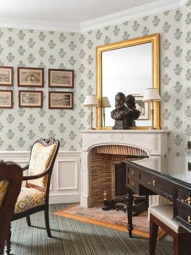 Heroad Blue & Beige Floral Peel and Stick Wallpaper, Cottage Linen Texture, 17.3"x78.7" - Renter Friendly Contact Paper for Walls & Cabinets