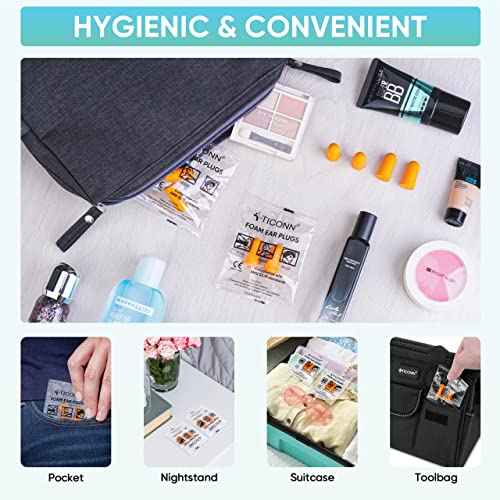TICONN 40 Pairs Ear Plugs, 32dB Noise Reduction Earplugs for Sleeping Hearing Protection Travel Study Concentration Construction Site (40 Pairs)