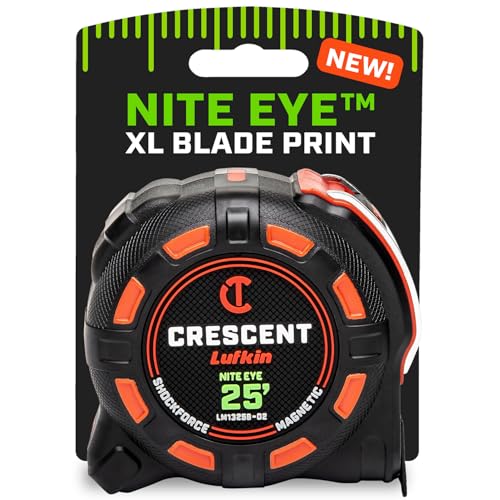 Crescent Lufkin 25' SHOCKFORCE NITE EYE Magnetic Tape SAE / 25' - Drop Tested for Tough Jobsite Durability
