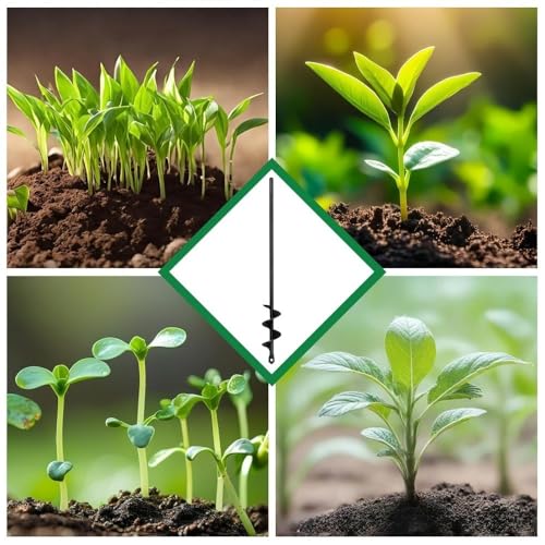 Auger Drill Bit for Planting 1.6"(D) x16.5(L), Garden Ground Earth Spiral Drill Bit for 3/8" Hex Drive Drill, for Post Hole Digger Bulb Bedding Digging Plant Rapid Planter