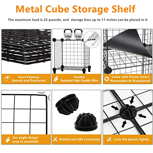 AWTATOS Black Wire Cube Storage Shelf 6-Cube Closet Organizer