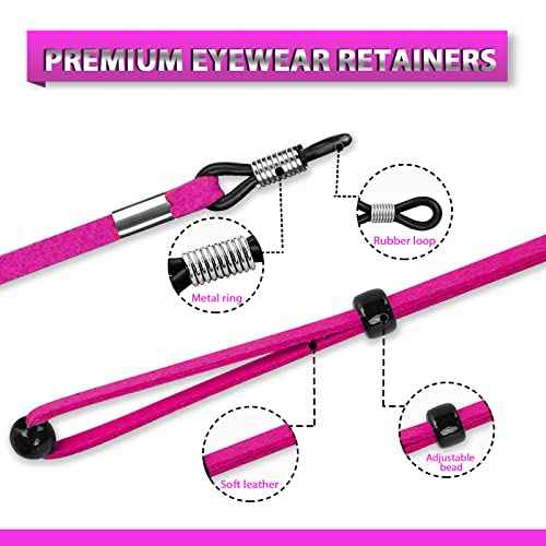 YGDZ Eyeglass Strap, 8pcs Leather Eye Glasses Strap String Adjustable Eyeglass Chain Lanyard Eyewear Retainers, Sport Sunglass Glasses Holder Strap for Men Women