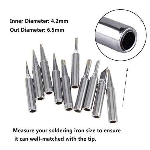Yakamoz 10Pcs 900M-T Soldering Iron Tips Kit Solder Welding Tips Replacement Accessories for Hakko, Atten, Quick, Aoyue, Yihua, Vastar, Sywon, Tabiger, Soaiy Soldering Station