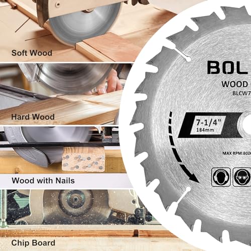 Framing 3-Pack 7-1/4 Inch 24T&40T&60T Wood Cutting Carbide Circular Saw Blade with 5/8 Inch Diamond Knockout Arbor