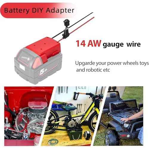 Power Wheel Adapter Set for Milwauke 18V Battery with 14AWG Wire for Robotics, Work Lights, RC Trucks, and RC Toys