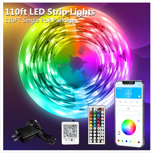 DAYBETTER 110ft RGB LED Strip Lights Smart App & IR Remote Control, Music Sync