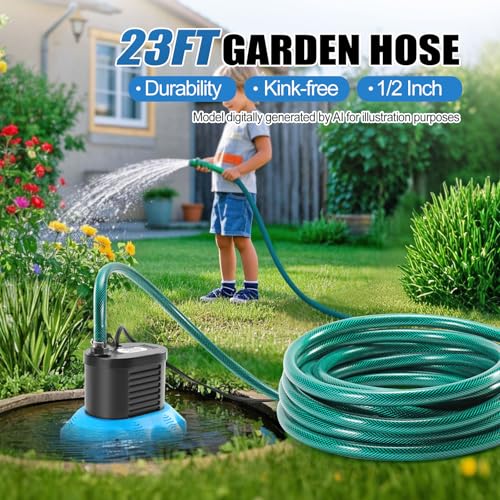 FIDISP Deep Blue Pool Cover Pump 850 GPH Water Drain with 23FT Hose