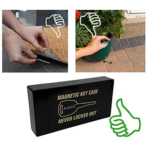 2 Hide A Key Magnetic Under Car Spare Key Holder So You Never Locked Out of Home Shed RV Boat Truck Office Storage Large ABS Case Key Hider Small Valubles Premium Magnet By ALAZCO
