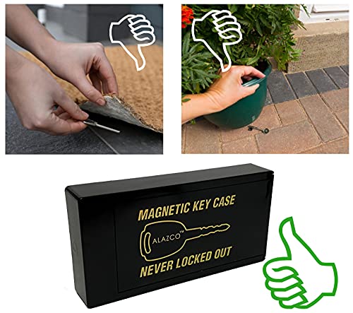 ALAZCO Magnetic Under Car Key Holder - Hidden Spare Key Case, Weatherproof ABS, Large Size for Valuables and Keys