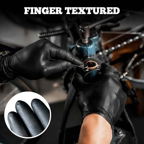 TitanFlex Heavy Duty Nitrile Exam Gloves 6-mil Large Black Disposable Food Safe