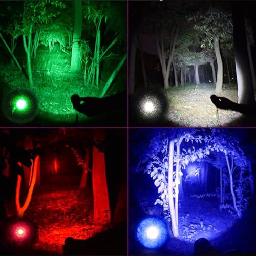 5 Pack Red Flashlight Rechargeable, Green Light Flashlight, Blue Light Flashlight£¬Long Range Powerful, 4 in 1 Multi-Color, White, Red, Blue and Green Lights, 4 Color Modes for Camping,Outdoor