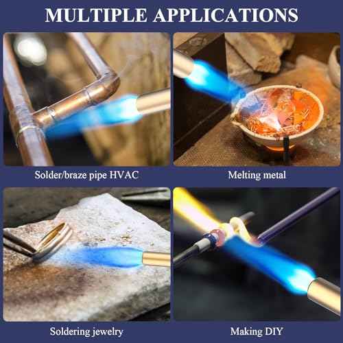 Propane Torch Kit,Mapp Gas Torch with Included Holster,Trigger Start 5' Long Hose Torch,Adjustable Flame Map Gas Torch Kit,Brazing Torch Kit,Soldering Torch for Welding Soldering Brazing