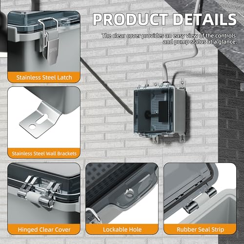Joinfworld 6x6x4 Inch Outdoor Waterproof Electrical Junction Box Weatherproof Enclosure