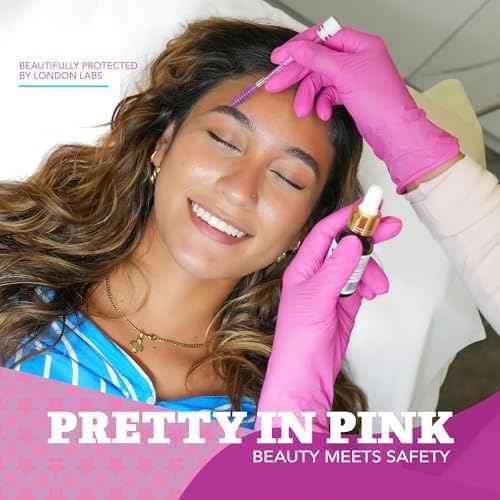 4 Mil ? Fuchsia Pink Nitrile Gloves ? Disposable Latex Free & Powder Free? Chemical Resistant, Pink Rubber Gloves