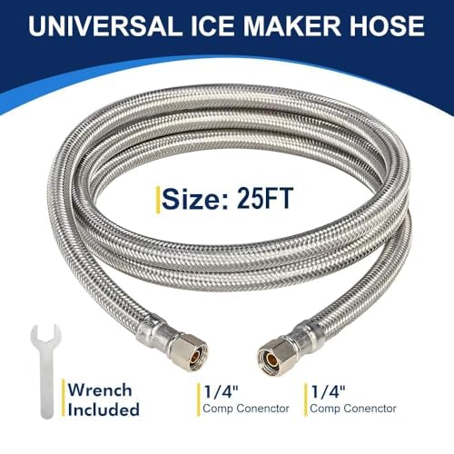 25ft Ice Maker Water Line 1/4" Quick Connect - Universal stainless braided