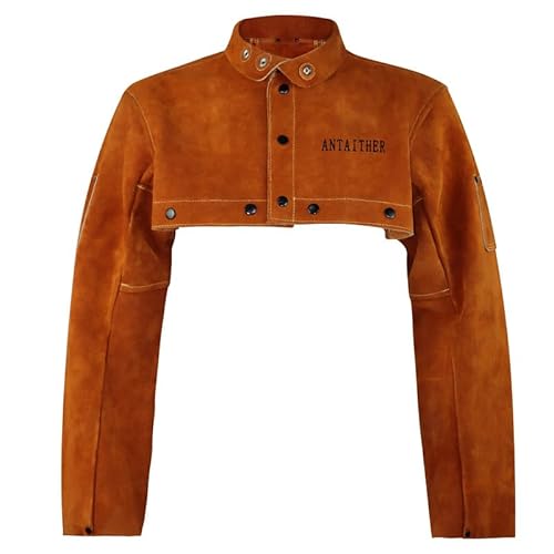 ANTAITHER Split Cowhide Leather Welding Cape Sleeve - Superior Heat & Flame Resistance for Heavy-Duty Protection