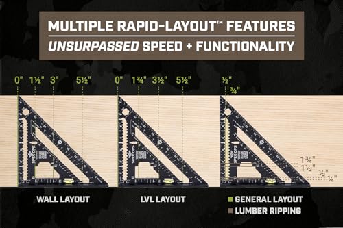 Spec Ops Elite Series Fury 7.5” Rafter Square – Elite Speed Square with Level Vial