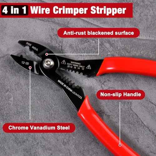 4-in-1 Multi Purpose Electricians Pliers with Wire Cutter, Crimper, Gripper, Stripper| 7" Compact Wire Stripper| Professional Wire Crimping Tool for 12-20 AWG Insulated & Non-Insulated Wires