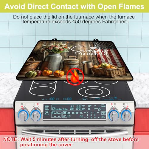 Stove Top Covers for Electric Stove 28x20 in | YKNBYAH Simply Blessed Rustic Items