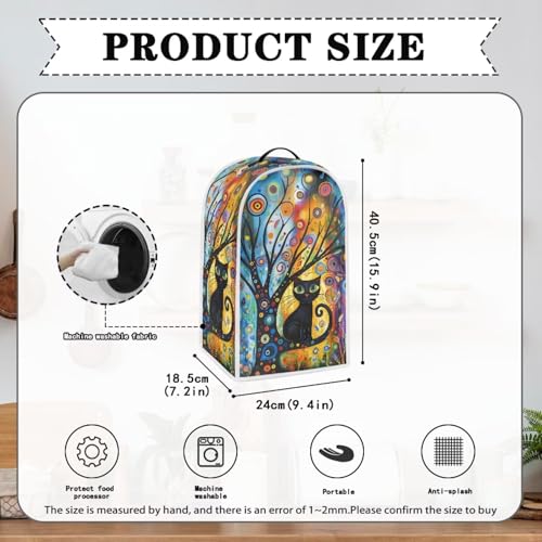 Black Cat Modern Art Blender Dust Cover with Top Handle – Fits Most Blenders