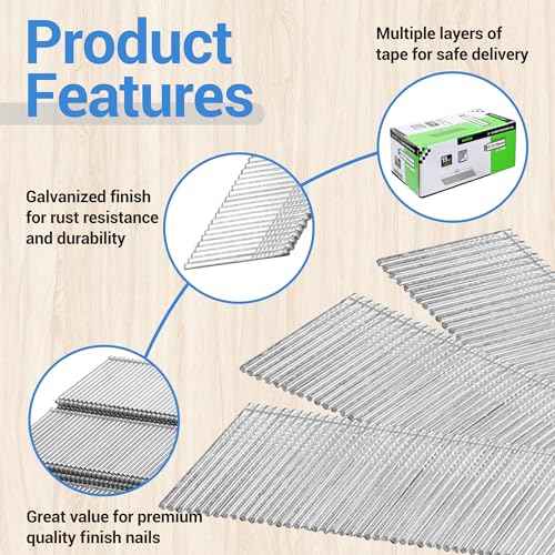 meite 15 Gauge Angled Finish Nails, 2-1/2-Inch 34 Degree Angled Galvanized Finishing Nails for Nailer Guns - Perfect for Window Trim, Cabinet Building and Other DIY Projects (2,000 Counts)