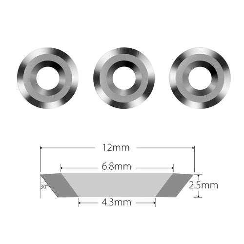 Carbide Replacement Inserts Round Carbide Inserts Cutters 12mm 3pcs Negative Rake Turning Lathe Tool