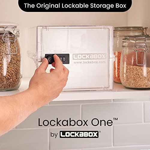 Lockabox One¢â | Premium Lock Box | Medium Combination Lock Box For Food, Medicine & Home Safety | External Size 12 x 8 x 6.6 inches (Crystal)