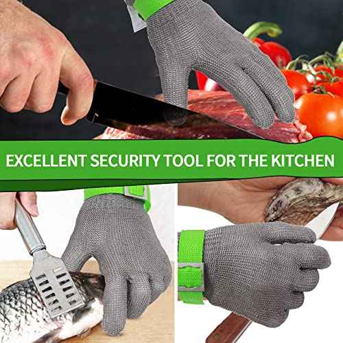 Level 9 Cut Resistant Kitchen Glove,Food Grade,Machine Washable,Stainless Steel Wire Metal Mesh Safety Work Glove for Mandolin,Meat Cutting,Oyster Shucking,and Wood Working (Large)