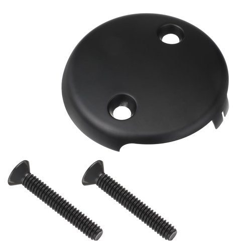 Lnngub Black Tub Overflow Cover 3-1/8" Two Hole Bathtub Overflow Plate with Two Matching Screws Stainless Steel Black Overflows Plate for Tub Most Standard Bathtub Drains