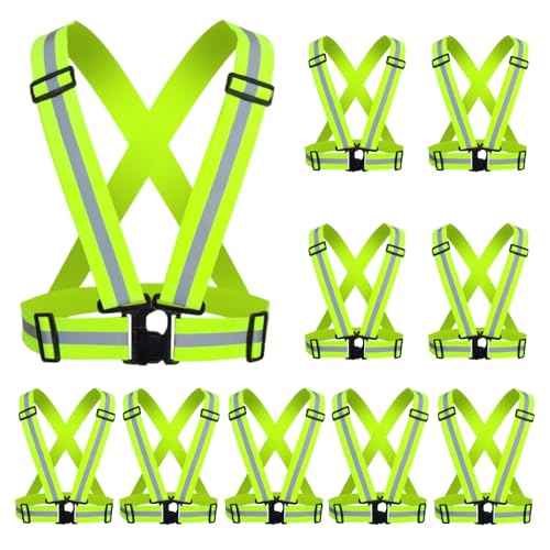 Reflective Running Vest 2-10 Pack, High Visibility Reflective Gear Night Cycling Safety Vest Strap for Men Women Kids