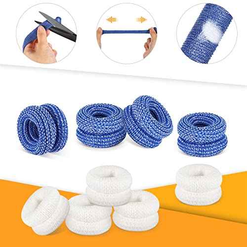 Nuanchu 40 Pcs Finger Bandage Finger Cots Protectors Tubular Breathable Bandage for Wound Care Cotton Fingertips Covers Disposable Cots for Thumb Sprains Gardening Fitness (White,Blue,23.6 Inch)