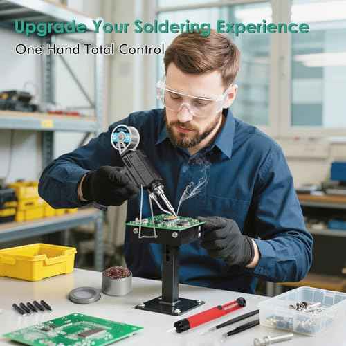 Soldering Iron gun Kit,60W Auto Feed Soldering Kit with Adjustable Temperature LCD Display,Wire,Tip Cleaner,5 Tips,Pump,Tweezers for Electronic PCB Repair,DIY