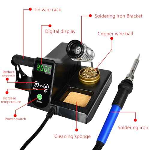 Soldering Station kit-¡ÆF & ¡ÆC Dual Digital Display Soldering Iron Station,356¢µ- 896¢µ Temperature, Anti-Static & Grounding Wire, Auto Standby & Sleep,5 Solder Tips