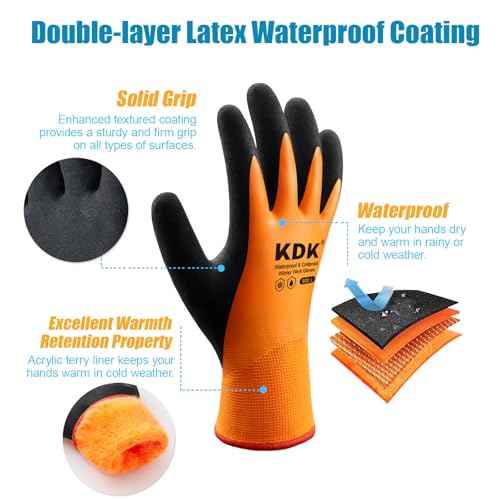 Winter Waterproof Gloves for Men and Women, Work Gloves for Cold Weather, Thermal Insulated Freezer Gloves