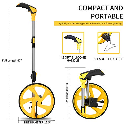 Zozen 12-Inch Measuring Wheel in Feet & Inches, Collapsible Mechanical Distance Finder