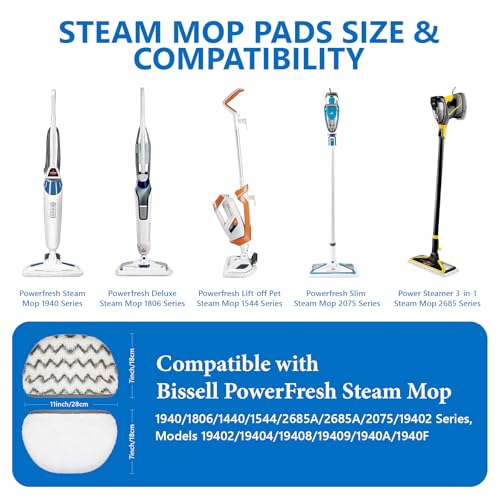 NXPPYY 4-Pack 1940/1806 Bissell Steam Mop Pads — 2 Soft Microfiber + 2 Scrubbing Pads, 19402/19404/19408/19409 Compatible
