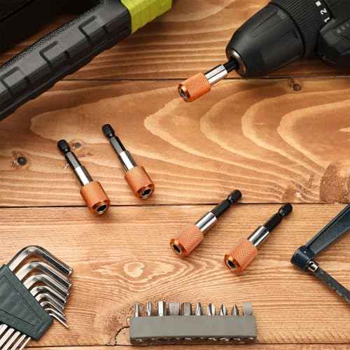 5 Pack Flexible Drill Bit Extension 1/4 Inch Magnetic Drill Bit Holder Tool Kit Hex Shank Quick Release Impact Driver Bit Set Magnetic Bit Holder Bar Socket Chuck Adapter for Nuts Screws