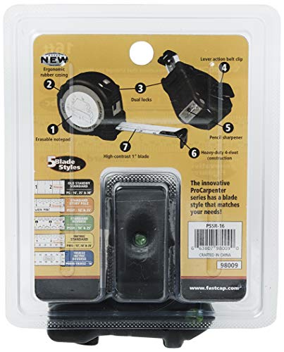 FastCap ProCarpenter Reverse Measuring Tape 4.9m / 16ft with Pencil Sharpener & Notepad