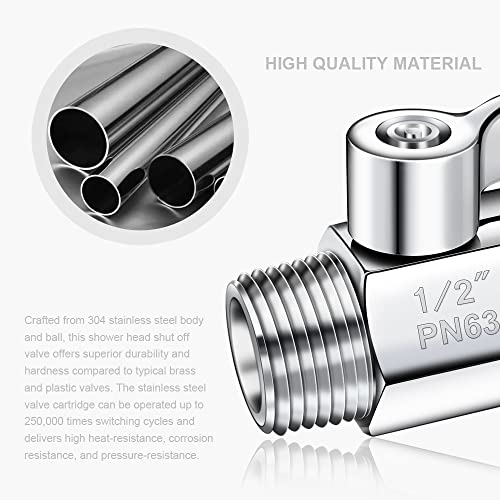Stainless Steel Shower Head Shut Off Valve 1/2" NPT Water Flow Regulator