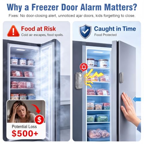 Daytech Freezer Door Alarm 1-4 Min Delay, 120dB, Silver - 1 Pack