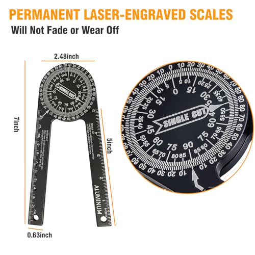 Allwin 7 Inch Aluminum Miter Saw Protractor – Precision Angle Finder for Inside/Outside Corners