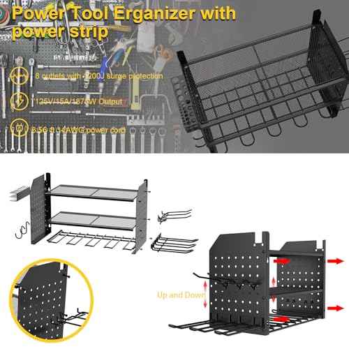 Modular Power Tool Organizer, Premium 3 Layer Wall Mount 6 Drills Holder, Efficient Garage Tool Storage Solution, Great Gifts for Men