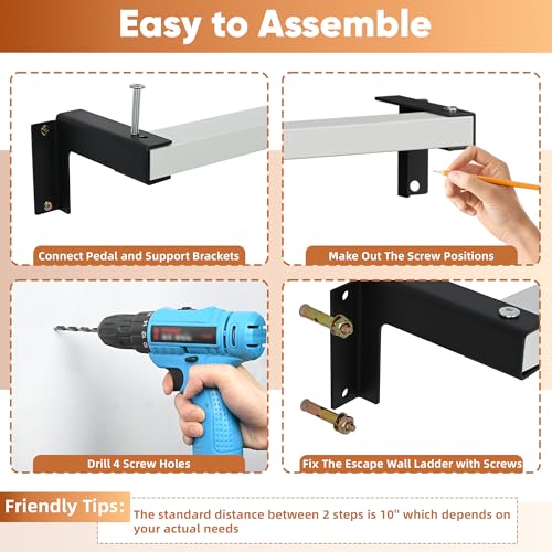 MYOYAY Window Well Ladder 4-Rung Heavy Duty Egress, Adjustable Basement Multi-Purpose Fire Escape Ladder for Home Safety