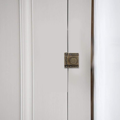 A29 Solid Brass Cabinet Latch, Latch with Flower Knob for Cabinet Closet Kitchen Door Drawer Lock, Handmade Weathered Bronze Finish, Antique Latch