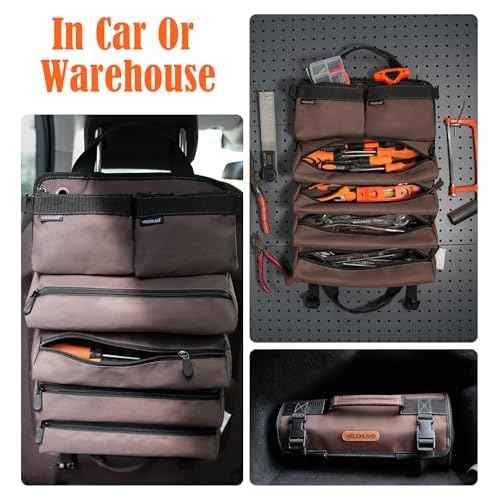 WELKINLAND 3In1-Pack Tool Roll, 6-Pocket Roll-Up Tool Organizer