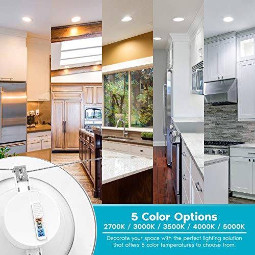 LUXRITE 5/6 Inch LED Recessed Retrofit Downlight 4 Pack, Dimmable, 14W=90W, 1100 Lumens, 5 Color Options