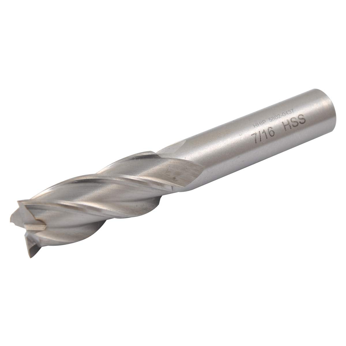 HHIP 5802-0437 7/16" x 3/8" 4 Flute High Speed Steel Single End Center Cut End Mill