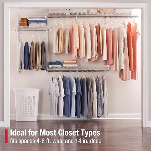 Rubbermaid Configurations Custom Closet Kit 4-8 Ft White Adjustable Shelving