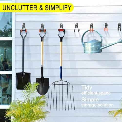 8 Pack Heavy Duty Garage Hooks Storage Organizer Wall Mount Power and Garden Tool Hangers, for Hanging Ladders, Ropes, Hose, Bulk Items